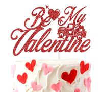 Red Glitter Be My Valentine Cake Topper, Valentine’s Day Cake Decor, Be Mine/Te Amo, Sweet Love Heart Happy Valentine’s Day Theme Wedding Engagement Bridal Shower Party Decorations Supplies