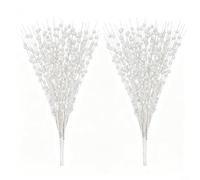 Red Glitter Berry Stems 10pcs 15.75in Flexible Holiday Picks | Plastic construction with bright glitter reusable for Christmas trees wreaths garlands or table centerpieces