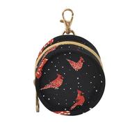 Red Glitter Bird Bird Baby Pacifier Case Holder with Zipper and Clip Key Chain Wallet, Baby Items Storage Container