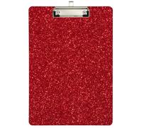 Red Glitter Clipboard Office School Nursing Acrylic Clip Board for Standard A4 Letter Size 9" x 12.5" with Silver Low Profile Metal Clip