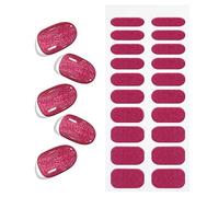 Red Glitter Gel Nail Strips, KALEFUL Semi Cured Gel Nail Stickers Nail Art Decoration Design Supplies