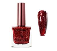 Red Glitter Nail Polish,Christmas Burgundy Shimmer Red Nail Varnish Smooth Colour,Long Lasting, High Glossy Holographic Nail Polish for DIY Salon Manicure at Home, No Need UV,Chip Resistant (10ML)