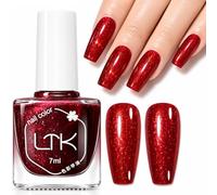 Red Glitter Nail Polish,Mirror Red Varnish,Holographic Wine Red Nail Paint | Pearl Mirror Red Sparkle Colour, Quick Dry No UV Needed, Diamond Shine, Glossy Finish, Party Nails DIY Home Manicure