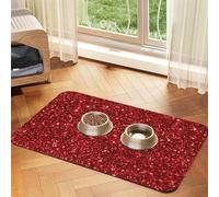 Red Glitter Pattern Print,Waterproof Pet Feeding Mat,PU Leather Placemats for Cat Dog Water Bowl,Food Mats,30x45cm