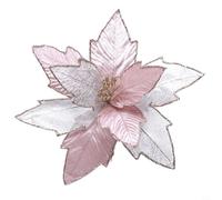 Red Glitter Poinsettia 30cm Xmas Tree Decoration Hanging Bauble(Pink)