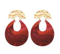 Red Glitter Resin Teardrop Dangle Earrings for Women, Gold Half Moon Acrylic Drop Earrings, Exquisite and Fashionable Jewelry Gift