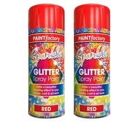 Red Glitter Spray Paint Set - 2 x 200ml Christmas Decoration Spray for Baubles, Ornaments, Gift Boxes, Wreaths, Cards & Festive DIY Crafts Holiday Decorating