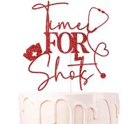 Red Glitter Time for Shots Cake Topper, Congrats Nurse 2026/Nursing School Survivor, 2026 Nurse Degree Graduation Party Decorations Supplies