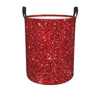 Red Glitter Waterproof Foldable Laundry Hamper,Dirty Clothes Laundry Basket,Storage Organizer For Toy Collection- Medium