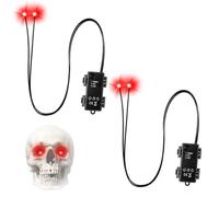 Red Glowing Skeleton Eyes with Timer, Waterproof Halloween LED Lights