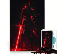 Red-Glowing Warrior 1000 Pieces Jigsaw Puzzles for Adults Fine Logic Toy Leisure Time Neat Edge Art Collectible (38x26cm)