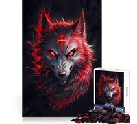 Red Glowing Wolf Portrait Jigsaw Puzzles 1000 Piece for Teenagers Logic Ability Toy Relaxing Fun Accurate Cut Artistic Gift (50x75cm)