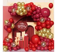 Red Gold Balloon Arch Kit,100 Pcs Red Gold Balloon Garland Kit with Confetti Balloons for Birthday Baby Shower Wedding Engagement Anniversary Party Decorations