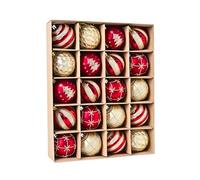 Red Gold Christmas Baubles, 20pcs 6cm Christmas Tree Ball Ornaments Set, Shatterproof Xmas Tree Decorations