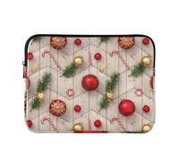 Red Gold Christmas Ornaments Computer Case for Laptop, Quilted 13 Inch Laptop Sleeve for Women Large