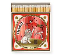 Red Gold Circus Long Matches, Luxury Giant Square Art Matchbox, White Tipped Coloured Large Matchsticks, Fireside Housewarming Gift Retro