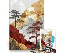 Red Gold Decor 1000-piece Puzzle for Teenagers Mind Exercise Toy Mind Calm Design Assembly Cherished Gift (38x26cm)