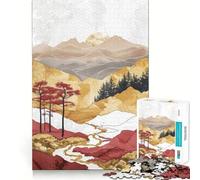 Red Gold Decor Hard Jigsaw Puzzle for Adults 1000 Pieces Improve Memory Relaxed Mind Sharp Edge Stylish Gift (38x26cm)