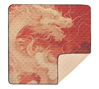 Red Gold Dragon Large Sturdy Baby Playmat for Indoor Outdoor Cozy Breathable Kicking Mat for Babies Infants Toddlers, 50'' x 50''