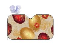 Red Gold Eggs Car Windscreen Sun Shade Easter Heat Reflective Sunshade Folding Foil Sun Visor Car Windshield Window Universal Fit for Sedans SUV Van M