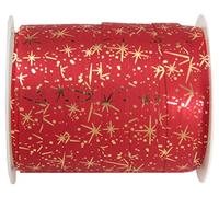 Red/Gold Festive Stars Print Curling Ribbon 10mm x 2 Metres Cut from roll