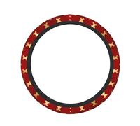 Red Gold Gingerbread The Neoprene Steering Wheel Cover - 15" for Most Cars - is Ergonomically Designed for Safe Driving Comfort