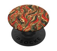 Red Gold Green Abstract Island Pattern Geometric Wave Design PopSockets Adhesive PopGrip