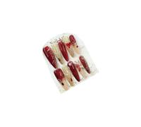 Red Gold Heart 3D Nail Stickers Long Pointed Style for The Affluent Instantly Elongates The Hands Upon Application,M