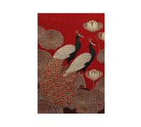 Red-Gold Japanese Peacock Artistic Bird Canvas Poster Bedroom Decor Landscape Office Room Decor Gift 16" L X 24" W