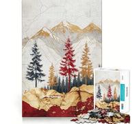 Red Gold Landscape Jigsaw 1000 Pieces for Teenagers Strengthen Memory Relaxing Fun Smooth Edge Santa Wish List (38x26cm)