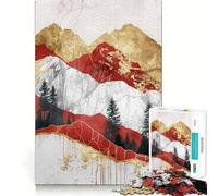 Red Gold Landscape Jigsaw Puzzle 1000 Piece for Adults Mind Game Toy Peaceful Fun Neat Cut Art Collection Piece (50x75cm)