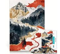 Red Gold Landscape Jigsaw Puzzles for Teenagers 1000 Pieces Recall Boost Gentle Relax Smooth Cut Stylish Gift (50x75cm)