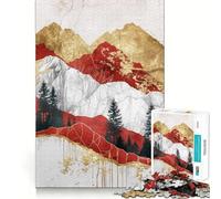 Red Gold Landscape Puzzles for Adults 1000 Puzzles Strengthen Memory Anxiety Relief Smooth Edge Warm Surprise (38x26cm)
