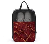 Red Gold Marble Texture with Gold Veins Shoe Bag for Travel Daily Use Anti-dust Storage Carrier Golf Shoe Pouch