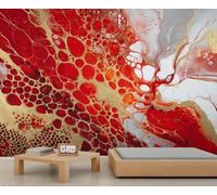 Red Gold Marble Wallpapers Abstract Stone Marbling Textured Wallpaper Murals Luxury Gold Shinny Fluid Art Kids Room Wallpaper Watercolor Mable Bedrooms Office Living Room Mural Poster 100X70cm