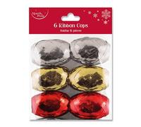 Red, Gold & Silver Metallic Ribbon Cops - Pack of 6