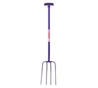 Red Gorilla 4 Prong Manure Fork With T Handle - Heavy Duty High-Tensile Steel - Lightweight & Ergonomic - Purple