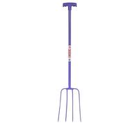 Red Gorilla 4 Prong Manure Fork with T Handle Purple Lightweight For Stable Bedding Mucking Out Metal Pitchfork for Hay and Garden Compost 114cm Long