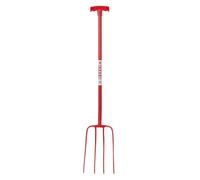 Red Gorilla 4 Prong Manure Fork with T Handle Red Lightweight For Stable Bedding Mucking Out Metal Pitchfork for Hay and Garden Compost 114cm Long