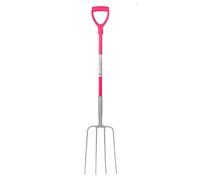 Red Gorilla 4 Prong Pro Manure Fork with D Handle Pink Lightweight For Stable Bedding Mucking Out Metal Pitchfork with Steel Head Rust Resistant for Hay and Garden Compost 113cm Long