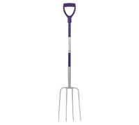 Red Gorilla 4 Prong Pro Manure Fork with D Handle Purple Lightweight For Stable Bedding Mucking Out Metal Pitchfork with Steel Head Rust Resistant for Hay and Garden Compost 113cm Long