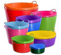 Red Gorilla 5L Mini Flexible 2-Handled Recycled Tub in Red Weather Resistant Suitable for Animal Horse or Pet Food Storage and Preparation DIY Builders Gardening