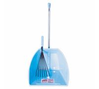 Tidee Red Gorilla Official - BIG with Short Black Plastic Rake Large Sky Blue Scoop Pan with Short Handle Wide Deep Dustpan for Garden Stable Home or Building Site