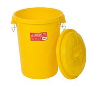Red Gorilla Bin 50 Litre with Clip Lid Yellow Stackable Storage Plastic Lightweight Weather Resistant Frost Proof for Indoor Outdoor Waterproof Waste Bin for Garden Garage Kitchen Home Recycling