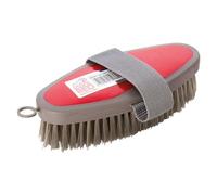 Red Gorilla Body Brush for Horse Grooming Cleaning and Buffing with Hand Strap Soft Bristles