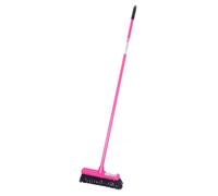 Red Gorilla Broom in Pink Long Handled Sweeping Brush Hard Bristles 30cm Head Weather Resistant for Indoors Outdoors Yard 1.57m Long