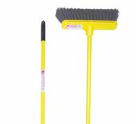 Red Gorilla Broom in Yellow Long Handled Sweeping Brush Soft Bristles Compact 30cm Head Lightweight and Durable with Scraper Blade 1.5m Long