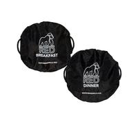Red Gorilla Fabric Tub Covers Twin Pack Breakfast and Dinner Elasticated Stretch Durable Polyester Ideal for Animal Feed Buckets or Tubs Showerproof Size M-L (Black)