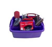 Red Gorilla Horse Grooming Kit 9 Piece Equestrian Care Gift Set 4 Brushes Sweat Scraper Curry Comb Hoof Pick Tray and Waterproof Cover (Purple)