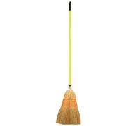 Red Gorilla Traditional Large Corn Broom in Yellow with Natural Straw Bristles Outdoor or Indoor Sweeping Brush for Yard Stable Garden Wooden Handle 1.66m